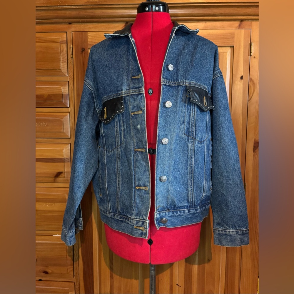 Vintage AT Sport Denim Jacket with Leather Accents